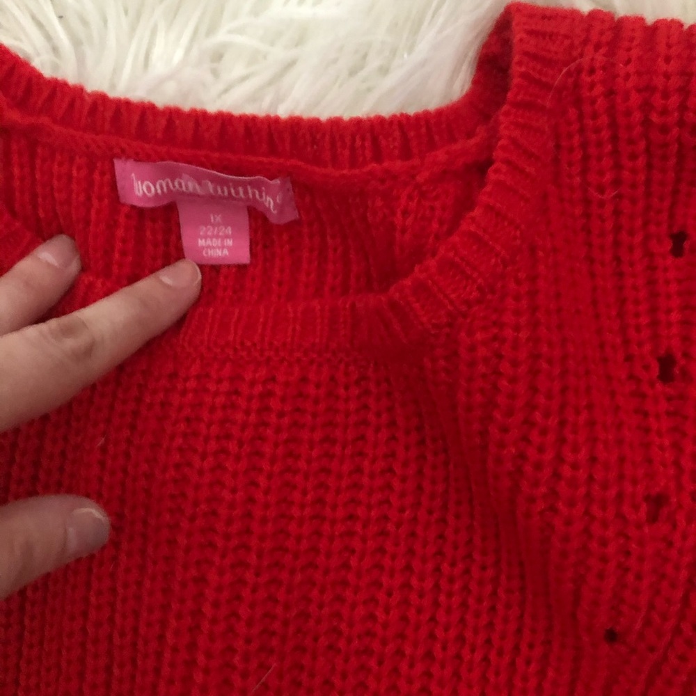 NWOT woman within red crewneck sweater 1x 22/24 - Picture 3 of 4